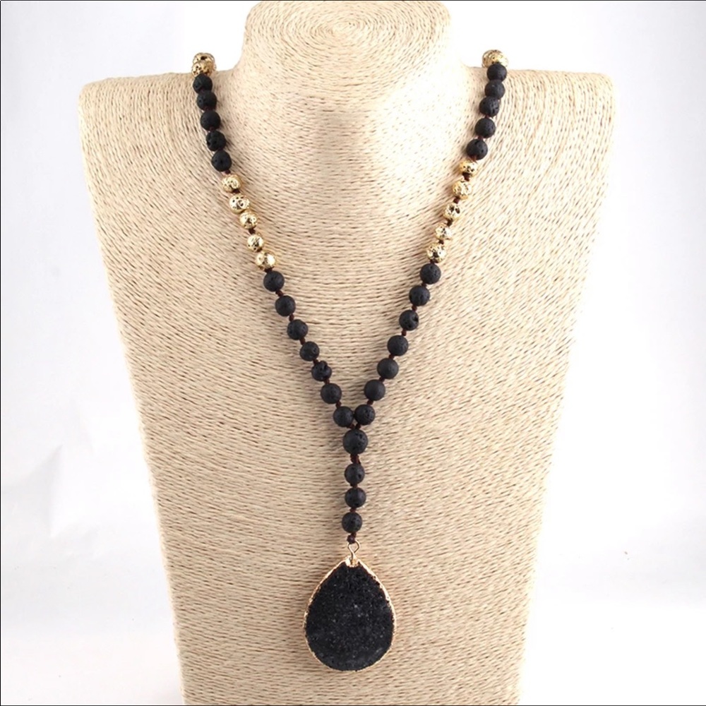 ❣️(FINAL PRICE) Bohemian Long Knotted Lava Pendant
